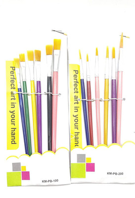 BVM GROUP Paint Brush Combo Pack (6 Flat, 6 Round 1 Color Plate)(Set of 12, Multicolor)