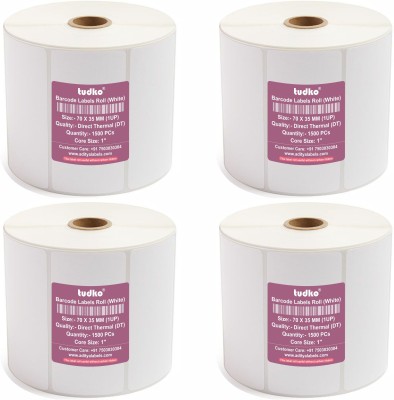 tudko 70 mm X 35 mm Thermal Self Adhesive Paper Label(White)