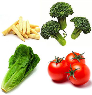 VibeX ™ VXL-727 Combo Packing Of 4 Vegetable Seeds: Lettuce Romaine, Broccoli Green Imported, Baby Corn and Tomato Cherry Seed(70 per packet)