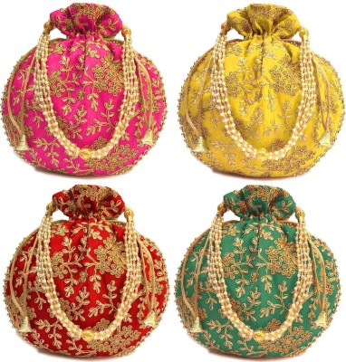 Goyal Fashion Pack Of 4 Embroidered Party Wear Potli Purse Potli(Pack of 4)