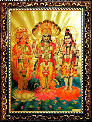 SUNINOW Lord Brahma Vishnu Mahesh Religious Frame