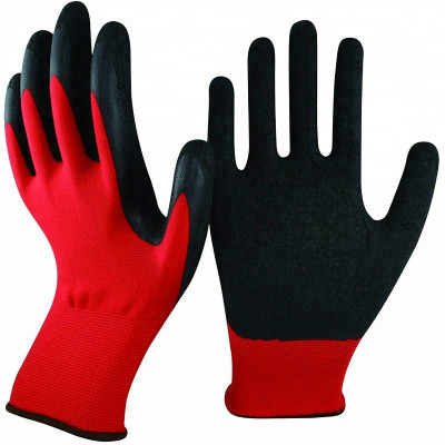 SS & WW RED BLACK PALM COATED GLOVES PACK OF 1 PAIR Latex  Safety Gloves(Pack of 2)