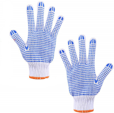 Meron Super Grip Knitted Gloves with PVC Dots ( Free Size) - Pack of 2 pairs Vinyl, Nitrile  Safety Gloves(Pack of 4)