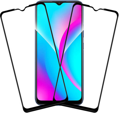 TINGTONG Edge To Edge Tempered Glass for Realme C15(Pack of 2)