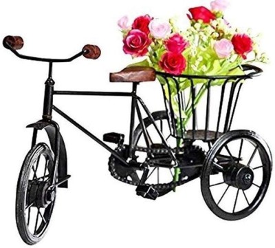 ARTANDCRAFTINDIA Wooden & Wrought Iron Small Miniature Tricycle Flower Rikshaw Vase handicraft handmade gift showpiece for home decor or gifting gift for girls and boys, flower pot, vase, planter, iron handicrafts, handmade, handpainted,unbreakable, wrought, home décor accents, decoratives figurines