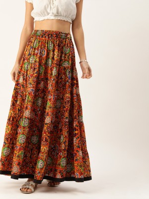 Varanga Printed Women Tiered Multicolor Skirt