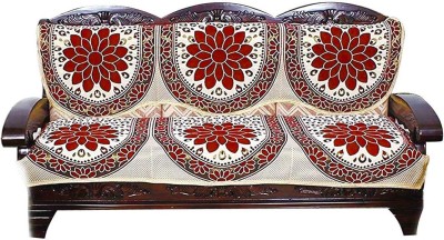 moninfinity Cotton Floral Sofa Cover(Maroon Pack of 2)