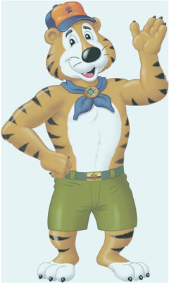 Jump up 45 cm Lion in uniform cartoon, Wall sticker Self Adhesive Sticker(Pack of 1)