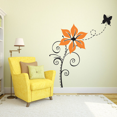 fuzzy 95 cm flower Self Adhesive Sticker(Pack of 1)