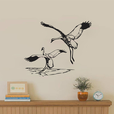 fuzzy 55 cm crane Self Adhesive Sticker(Pack of 1)