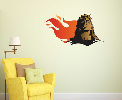 fuzzy 65 cm lord shiva Self Adhesive Sticker(Pack of 1)