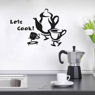 WALLDECORS 60.96 cm LETS COOK IMAGE Self Adhesive Sticker(Pack of 1)