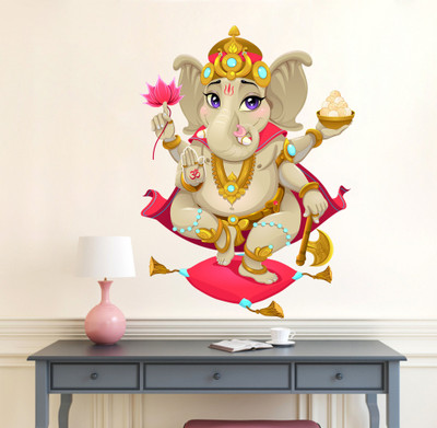 Divine studio 46 cm Vighnaharta Ganpati Self Adhesive Sticker(Pack of 1)