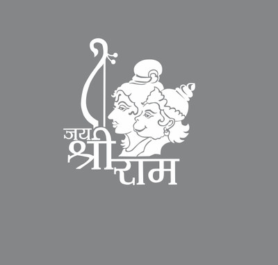Stickers Mart 56 cm Jai shree ram 56 cm x 50 cm Removable Sticker(Pack of 1)