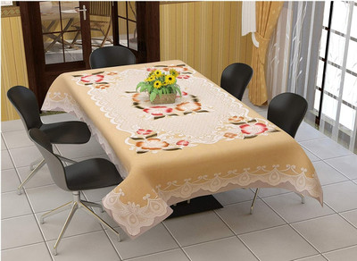 DELHI PVC CORP Self Design 6 Seater Table Cover(Cream, Polyester)