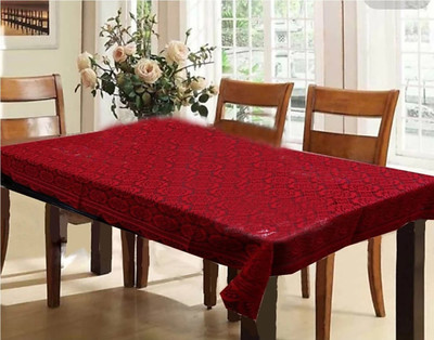 DELHI PVC CORP Self Design 6 Seater Table Cover(Maroon, Polyester)