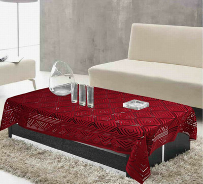 DELHI PVC CORP Self Design 4 Seater Table Cover(Maroon, Polyester)