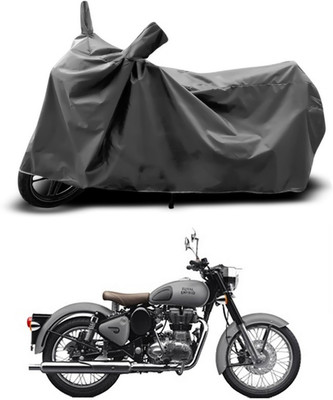 SEBONGO Waterproof Two Wheeler Cover for Royal Enfield(Bullet 350, Grey)