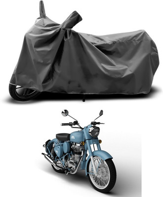 SEBONGO Two Wheeler Cover for Royal Enfield(Bullet 350, Grey)