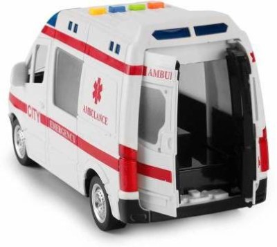 BHALALA ENTERPRISE Rescue Ambulance Friction Powered 1:16 Scale Toy Car (White)(Multicolor, Pack of: 1)