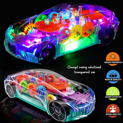 mega shine Gear Display Transparent Car Toy for Kids - 360 Degree Rotating Concept Racing(Multicolor)
