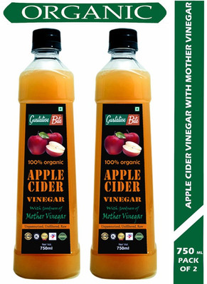 GustativeBite Organic Apple Cider Vinegar with Mother of Vinegar for Weight Loss Vinegar 750ml Pack of 2 Vinegar(1500 ml)