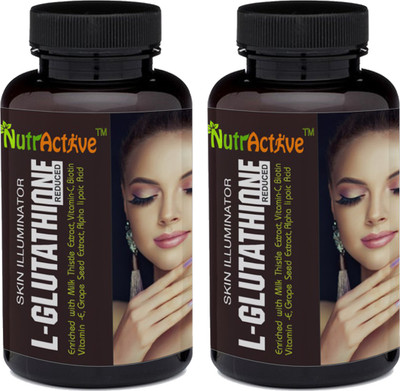 NutrActive L- Glutathione Capsules for glow skin with grape seed,vitamin c 1000mg(2 x 90 No)