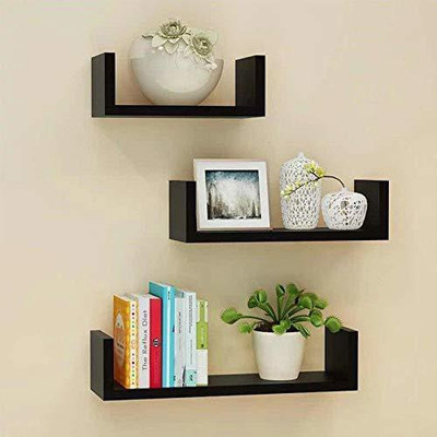 UNIQUE HANDICRAFTS U Shape Wall Decor MDF (Medium Density Fiber) Wall Shelf(Number of Shelves - 1, Brown)