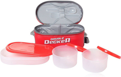 MILTON Double Decker Red 3 Containers Lunch Box(750 ml)