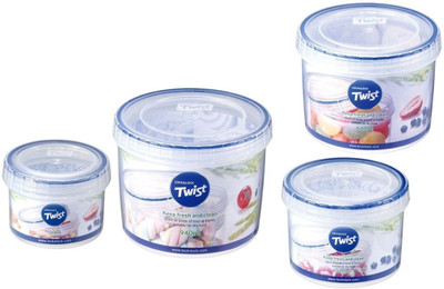 LOCK & LOCK Twist Assorted Container 4Pcs - 150 ml, 360 ml, 940 ml, 640 ml Plastic Grocery Container(Pack of 4, Clear, Blue) LOCK & LOCK Twist Assorted Container 4Pcs - 150 ml, 360 ml, 940 ml, 640 ml Plastic Grocery Container(Pack of 4, Clear, Blue)