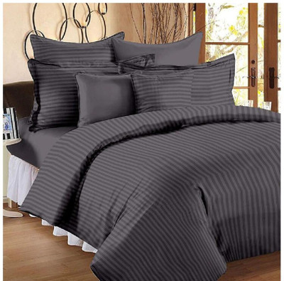 Sonal Textiles Satin Double Flat 210 TC Solid Bedsheet(Pack of 1, Grey)