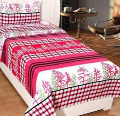 BELLAGENCE 140 TC Polycotton Single Printed Flat Bedsheet(Pack of 1, Multicolor)