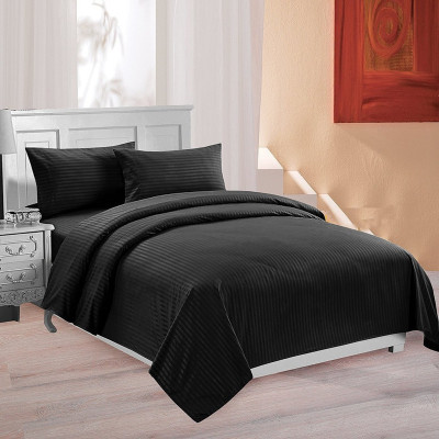 Sonal Textiles 210 TC Satin Double Solid Flat Bedsheet(Pack of 1, Black)