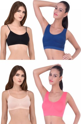 Piftif Workout Gym Yoga bra pack of 4 Women Sports Non Padded Bra(Multicolor)