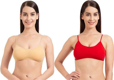 OSTIUM Women Full Coverage Lightly Padded Bra(Beige, Red)