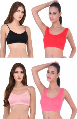 Piftif Workout Gym Yoga bra pack of 4 Women Sports Non Padded Bra(Multicolor)