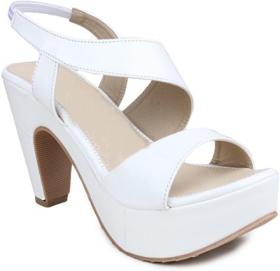 MONAQI Women Heels(White , 5)