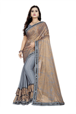 Bileshwar Creation Embellished Bollywood Lycra Blend Saree(Grey)