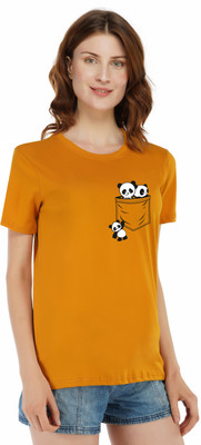 Rock Paper Scissors Printed, Graphic Print, Typography Women Round Neck Yellow T-Shirt