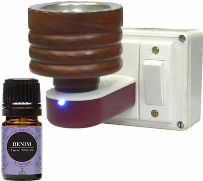 CraftQua Denim Aroma Oil Diffuser Set Electric Wooden Kapoordani cum Aroma Oil Diffuser For Fragrance And Ambience|Direct Plug-In Incense Burner/Kapoor Dani|Sturdy High Quality Plug For Better Support Wooden Incense Holder with Denim Aroma Oil 10ml (Brown)(10 ml) CraftQua Denim Aroma Oil Diffuser Set Electric Wooden Kapoordani cum Aroma Oil Diffuser For Fragrance And Ambience|Direct Plug-In Incense Burner/Kapoor Dani|Sturdy High Quality Plug For Better Support Wooden Incense Holder with Denim Aroma Oil 10ml (Brown)(10 ml)