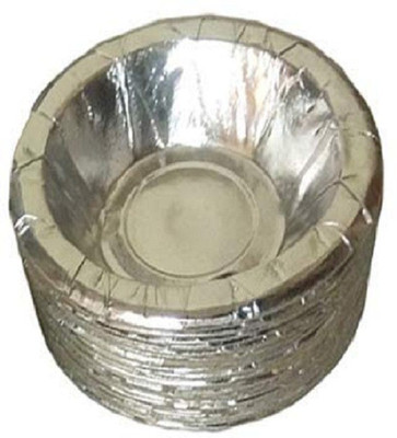 Lakshya Industries Paper Dessert Bowl silver Paper Dona 4.5 inch - Pack of 100 Disposable(Pack of 100, Silver)