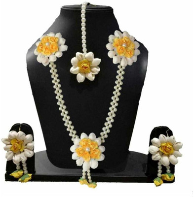 style revolver Fabric Yellow, White Jewellery Set(Pack of 1)