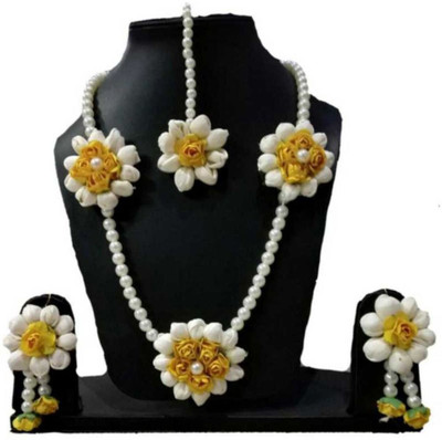 style revolver Fabric Yellow, White Jewellery Set(Pack of 1)
