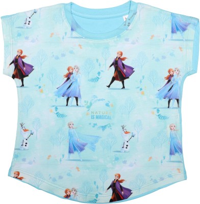 FROZEN Girls Casual Polycotton Top(Blue, Pack of 1)