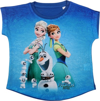 FROZEN Girls Casual Polycotton Top(Blue, Pack of 1)