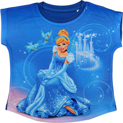 DISNEY PRINCESS Girls Casual Polycotton Top(Multicolor, Pack of 1)