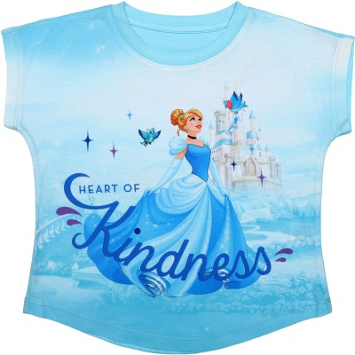 DISNEY PRINCESS Girls Casual Polycotton Top(Blue, Pack of 1)