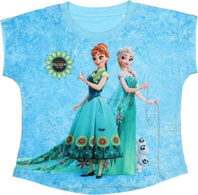 FROZEN Girls Casual Polycotton Top(Blue, Pack of 1)