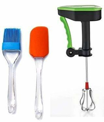 SEAHAVEN Kitchen Tools Combo of Manual Hand Blender, Silicon Oil Brush and Basting Spatula (Multicolor) Kitchen Tool Set(Multicolor, Spatula, Blender)