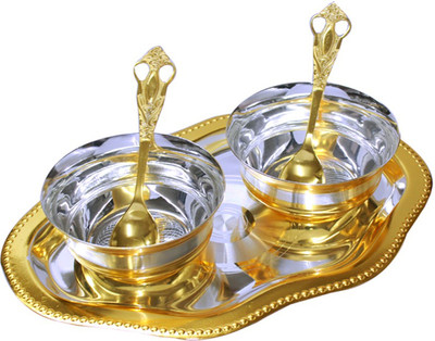 Ojas TRAY 2 BOWL 2 SPOON SET Tray, Bowl, Spoon Serving Set(Pack of 5)